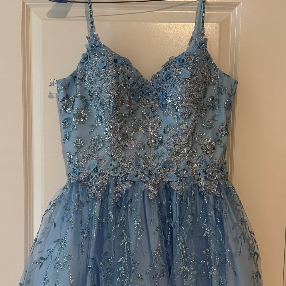 Dancing Queen Blue Embellished Quinceanera Dress - Picture 6 of 6